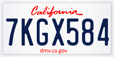 CA license plate 7KGX584