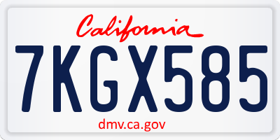 CA license plate 7KGX585