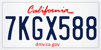 CA license plate 7KGX588