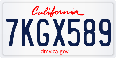 CA license plate 7KGX589