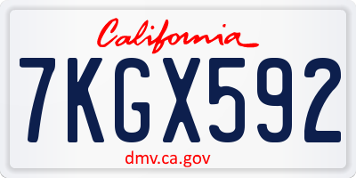 CA license plate 7KGX592