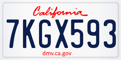 CA license plate 7KGX593