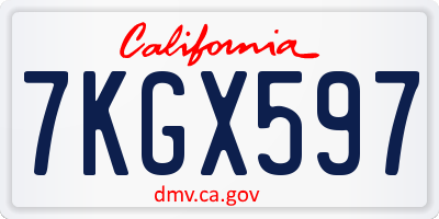 CA license plate 7KGX597