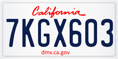 CA license plate 7KGX603
