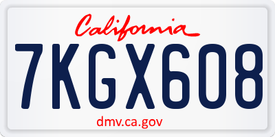 CA license plate 7KGX608