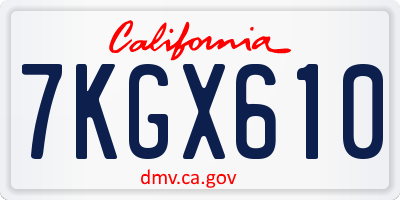 CA license plate 7KGX610