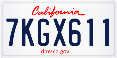 CA license plate 7KGX611