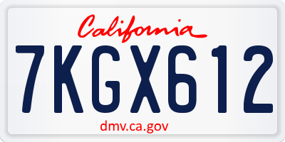 CA license plate 7KGX612