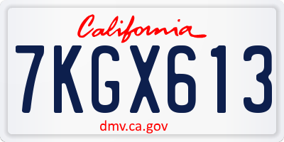 CA license plate 7KGX613
