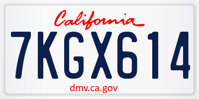 CA license plate 7KGX614