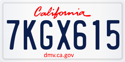 CA license plate 7KGX615
