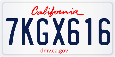 CA license plate 7KGX616
