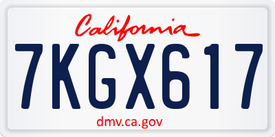 CA license plate 7KGX617