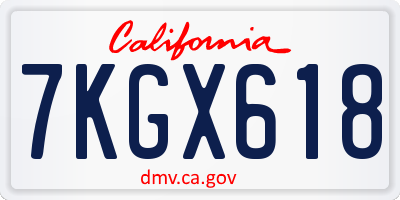 CA license plate 7KGX618