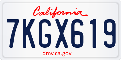 CA license plate 7KGX619