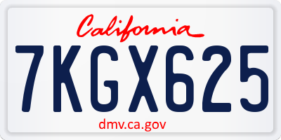 CA license plate 7KGX625