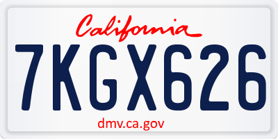 CA license plate 7KGX626