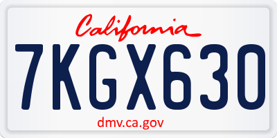 CA license plate 7KGX630
