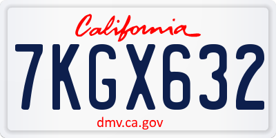 CA license plate 7KGX632