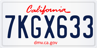 CA license plate 7KGX633