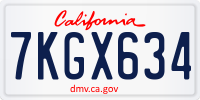 CA license plate 7KGX634