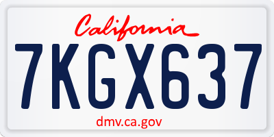 CA license plate 7KGX637