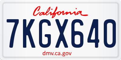 CA license plate 7KGX640