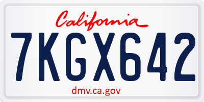 CA license plate 7KGX642