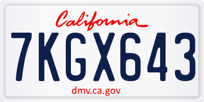 CA license plate 7KGX643