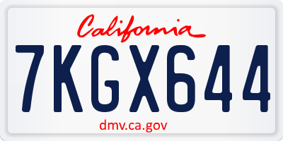 CA license plate 7KGX644