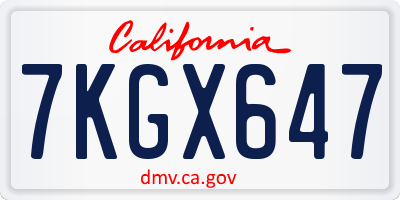 CA license plate 7KGX647