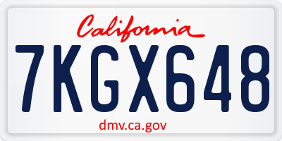 CA license plate 7KGX648