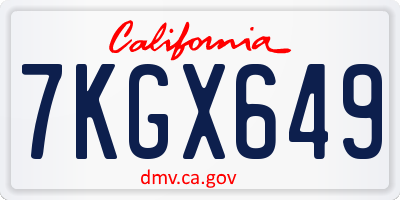 CA license plate 7KGX649