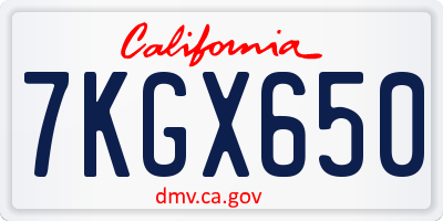 CA license plate 7KGX650