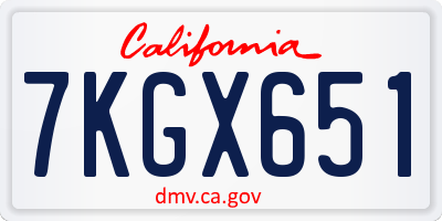 CA license plate 7KGX651