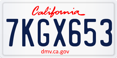 CA license plate 7KGX653