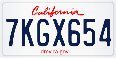 CA license plate 7KGX654