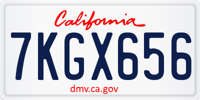 CA license plate 7KGX656