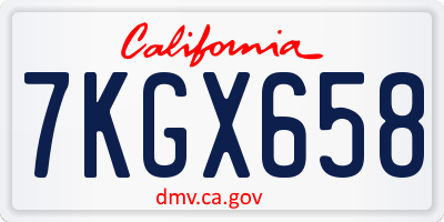 CA license plate 7KGX658