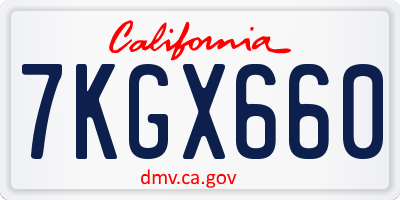 CA license plate 7KGX660