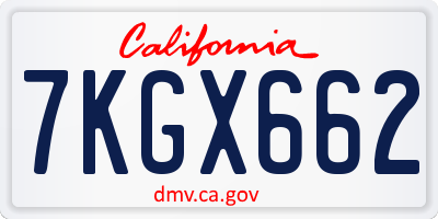 CA license plate 7KGX662