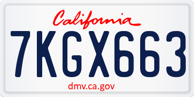 CA license plate 7KGX663