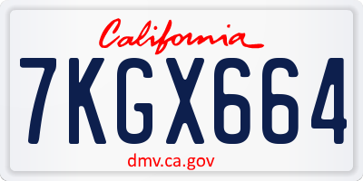 CA license plate 7KGX664