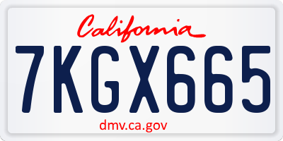CA license plate 7KGX665