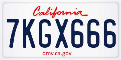 CA license plate 7KGX666