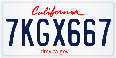 CA license plate 7KGX667