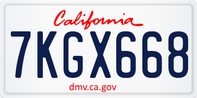 CA license plate 7KGX668
