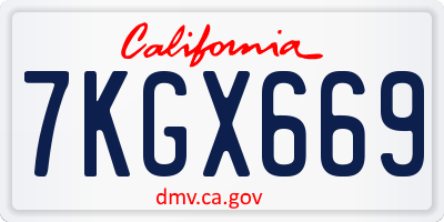 CA license plate 7KGX669