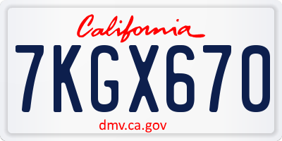 CA license plate 7KGX670