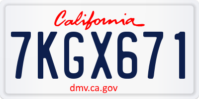 CA license plate 7KGX671
